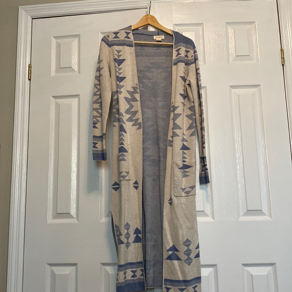 Aztec inspired duster cardigan